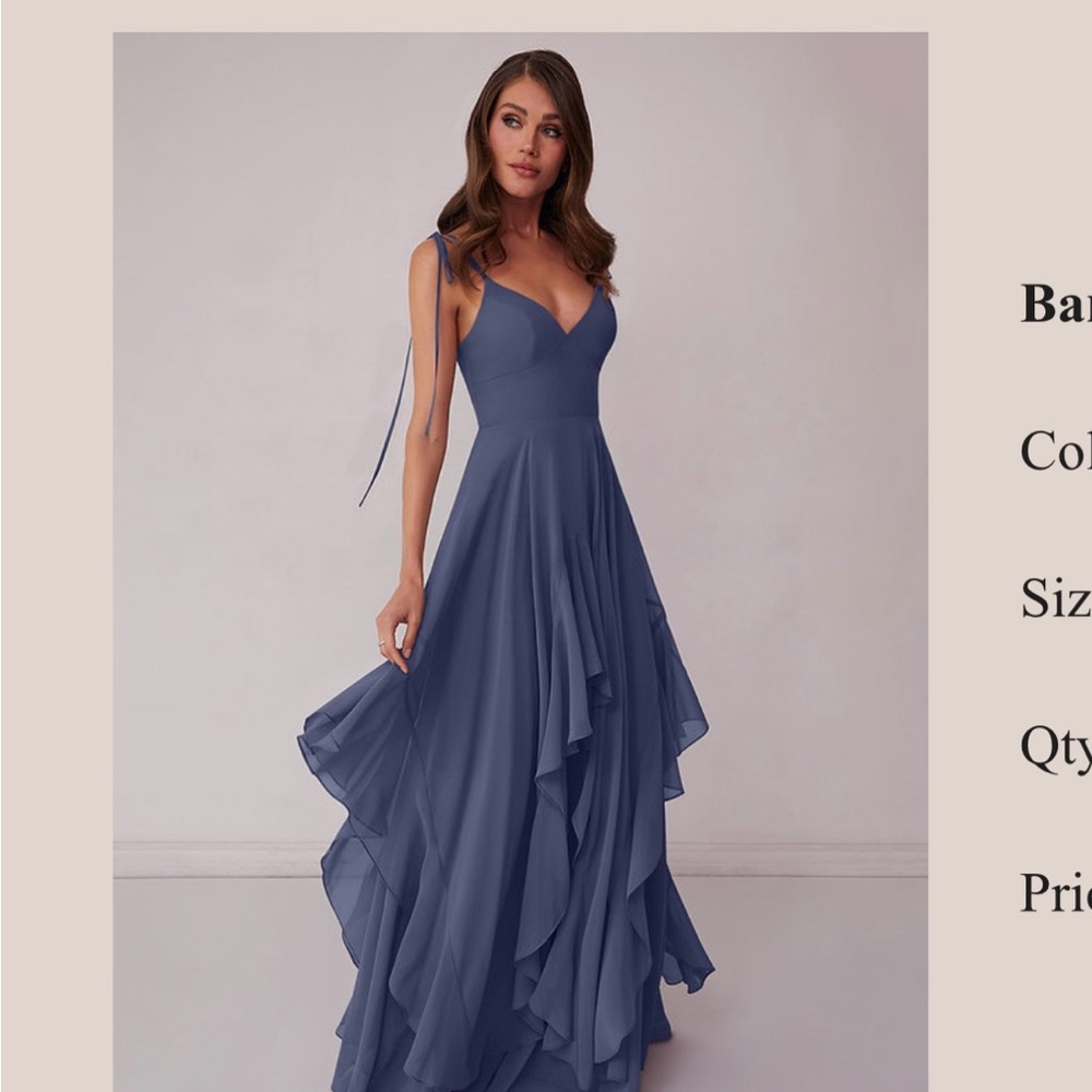 Azazie Maxi Chiffon Gown in Stormy